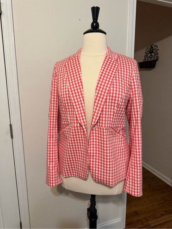 Rafaella Jackets & Blazers - Rafaella Pink Gingham Tailored Blazer